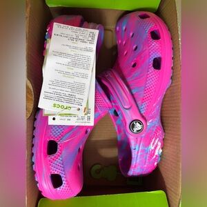 CROCS Kids Classic Clog Tie Dye Pink Blue